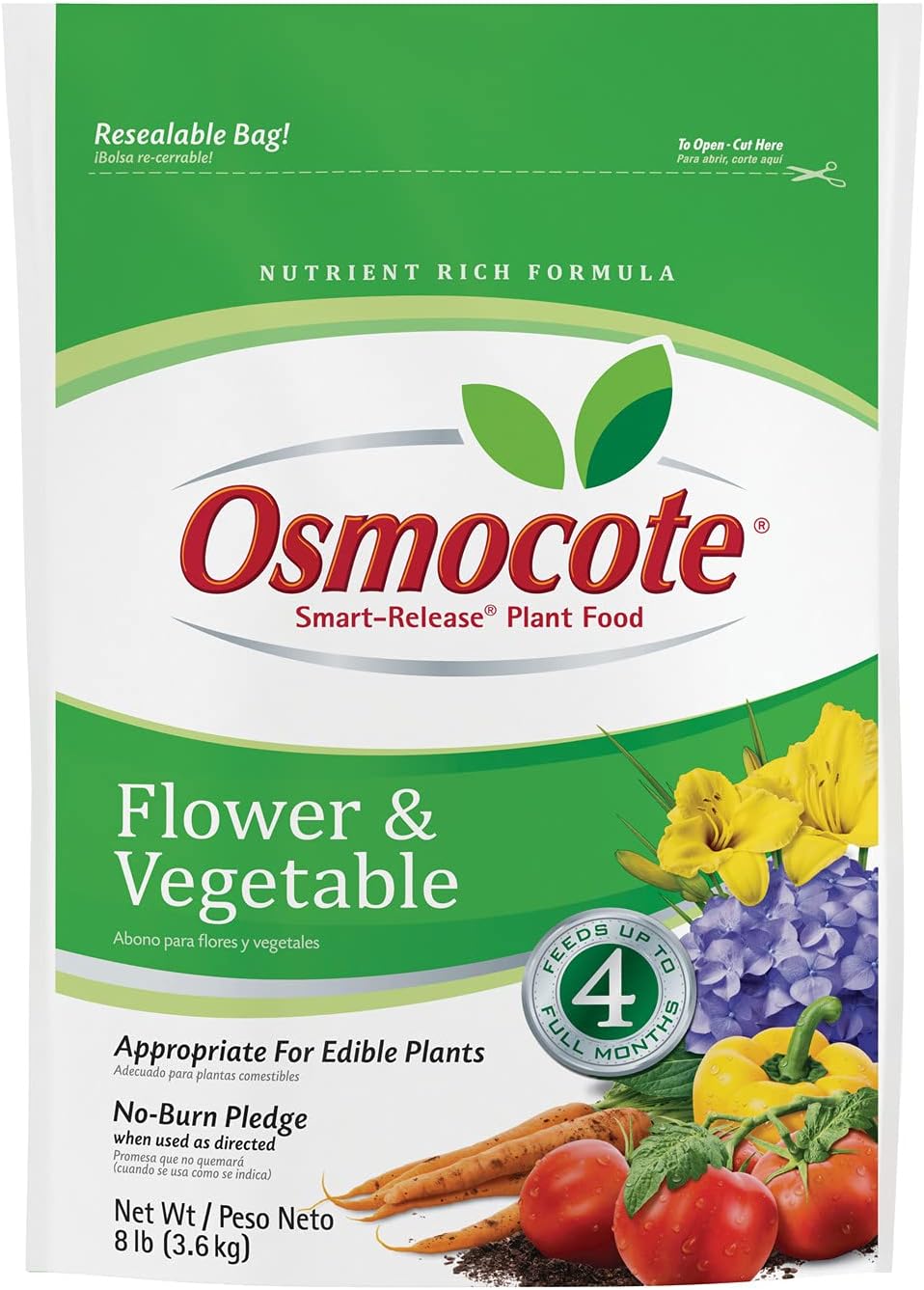 Osmocote Smart-Release Plant Food Flower & Vegetable - Continuous Release Plant Fertilizer for Vegetables and More, 8 lb.