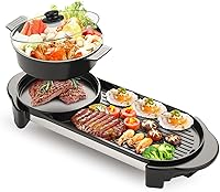Vista 1 de Olla caliente eléctrica 2 en 1 sin humo con parrilla, olla caliente extraíble de 2200W, combo de barbacoa coreana y Shabu para interior, sartén
