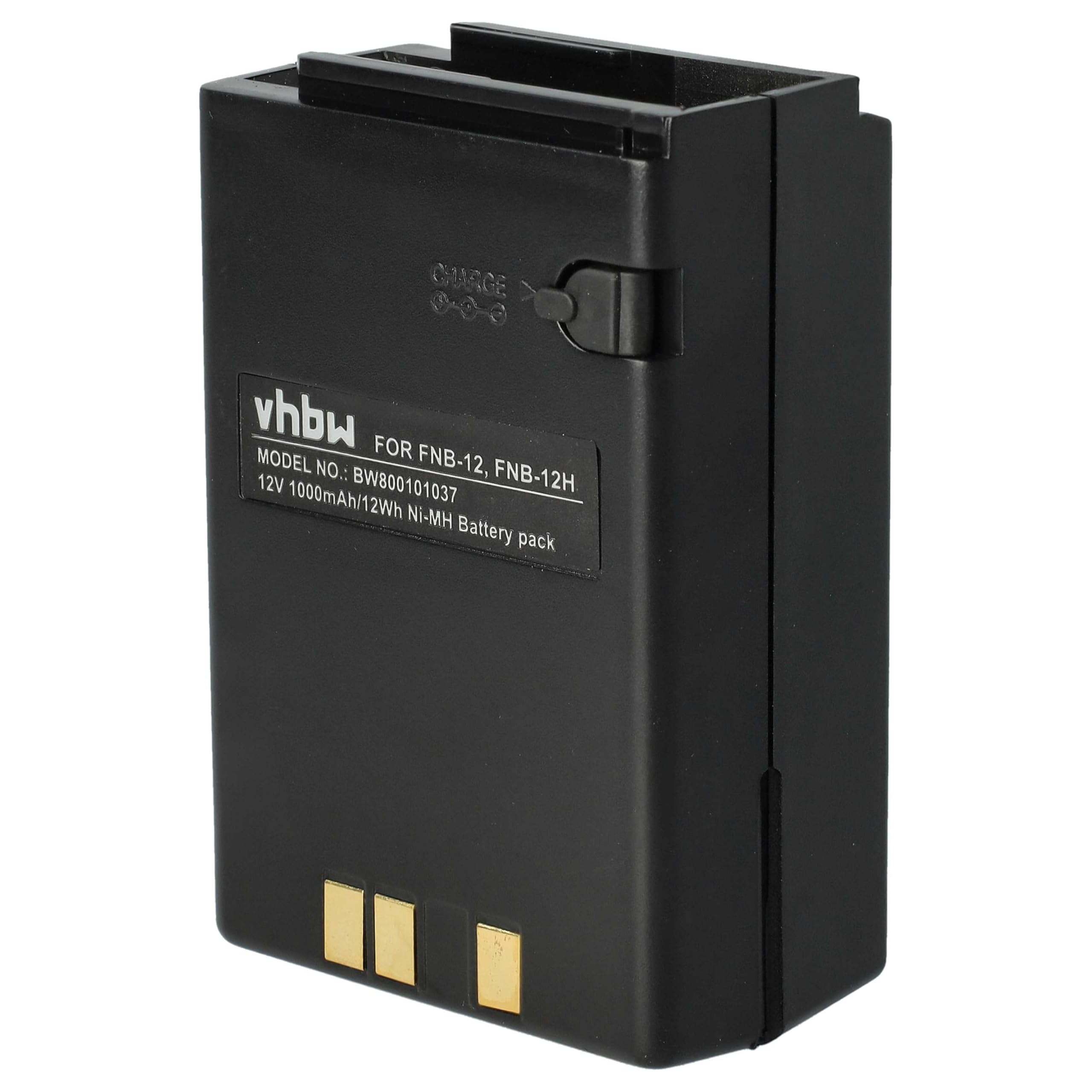 vhbw Batería Compatible con Yaesu Vertex FT33R, FT33, FT23R, FT23, FT411 Mark II, FT204, FT20, FT411 Radio (1000 mAh, 12 V, NiMH)