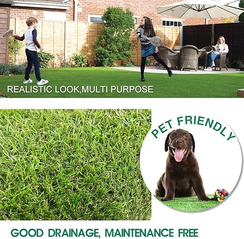 Miniatura 6 de Conscience Trading Alfombra de césped artificial de 4 pies x 13 pies (52 pies cuadrados), alfombra sintética gruesa para césped Astro, paisaje,