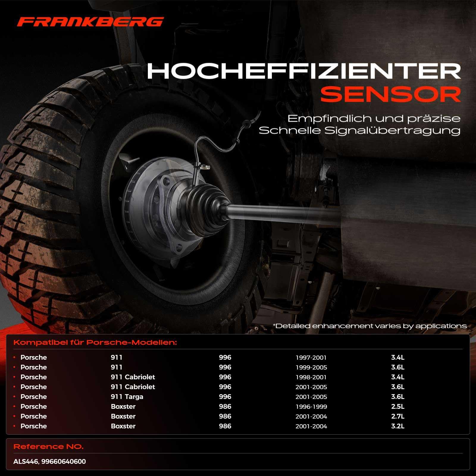 Frankberg Capteur ABS Compatible avec B.o.x.s.t.e.r 986 911 Cabriolet 996 911 996 911 Targa 996 Remplacer# 99660640600