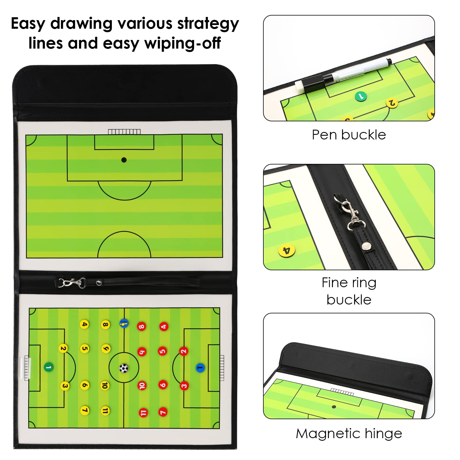 Tableau Tactique Football Magnétique - Avec Figurines, Chronomètre, Sifflet, Cartons - Pour Entraîneur Et Coach - 9
