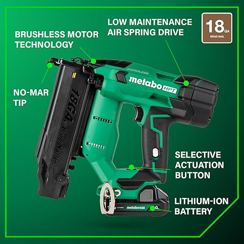 Miniatura 5 de Paquete de clavadora inalámbrica Metabo HPT 18V MultiVolt calibre 18 + sierra ingletadora inalámbrica Metabo HPT 18V MultiVolt  C1810DFAQ4