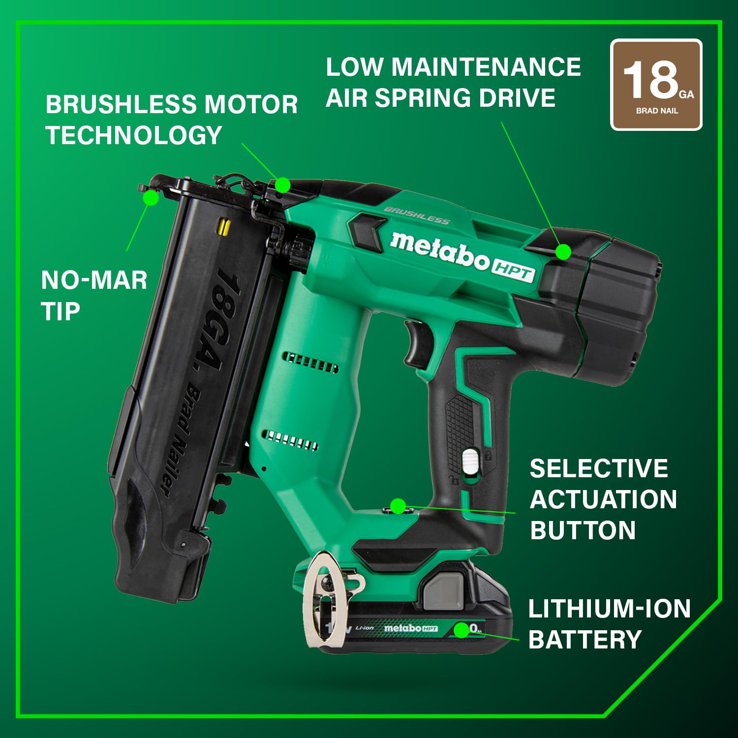 Metabo HPT 18V Brushless Brad Nailer Kit - Cordless Power -4