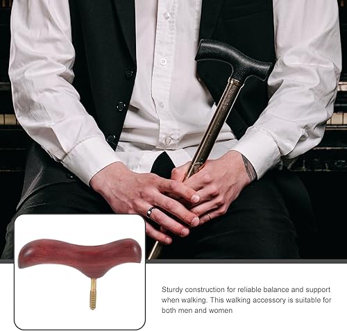 Miniatura 4 de Yardwe Mango de bastón para bastón, perilla de caña de madera, mango de bastón de senderismo, mango de mango de monopié, accesorio para convertidor