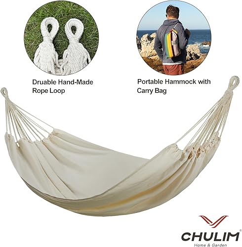 Miniatura 6 de CHULIM - Hamaca doble brasileña con correas para árboles, extragrande de 240x160cm, hamaca para 2 personas para patio trasero, exterior e interior,