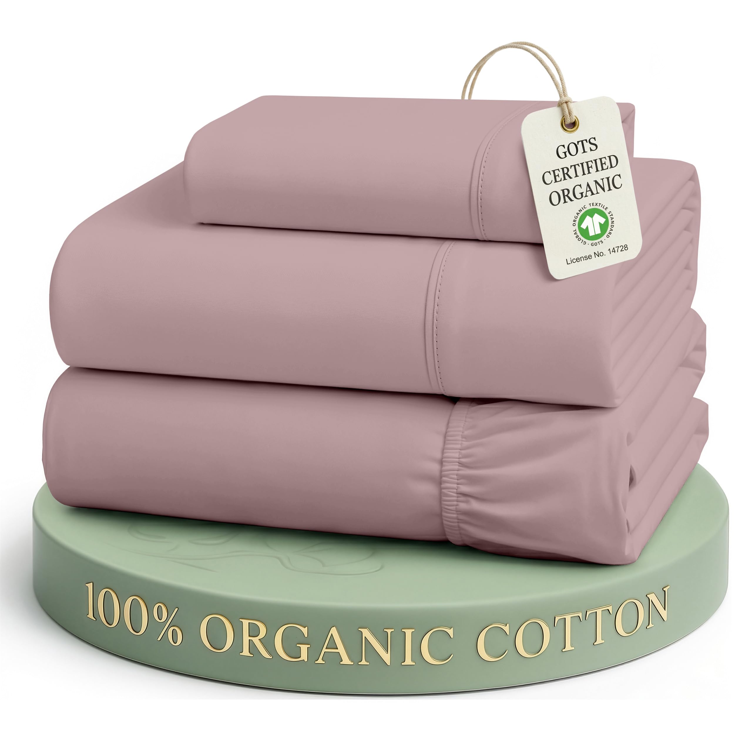 Lane Linen 100% Organic Cotton Twin Sheet Set – 3 Piece Percale Bedding, Soft & Breathable, Deep Pocket Fits Up to 15” Mattress, Long-Staple Cotton Bed Sheets – Lilac — image 1