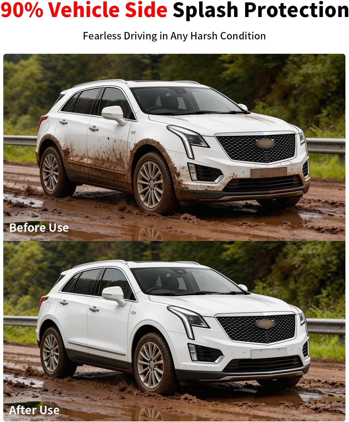 No Drill Mud Flaps for 2017-2024 Cadillac XT5 SUV,Heavy Duty Front & Rear OEM Mud Guards,All Weather Splash Guards Set for Luxury/Premium/Livery Models,Not Fit Sport with Running Boards & Side Skirts