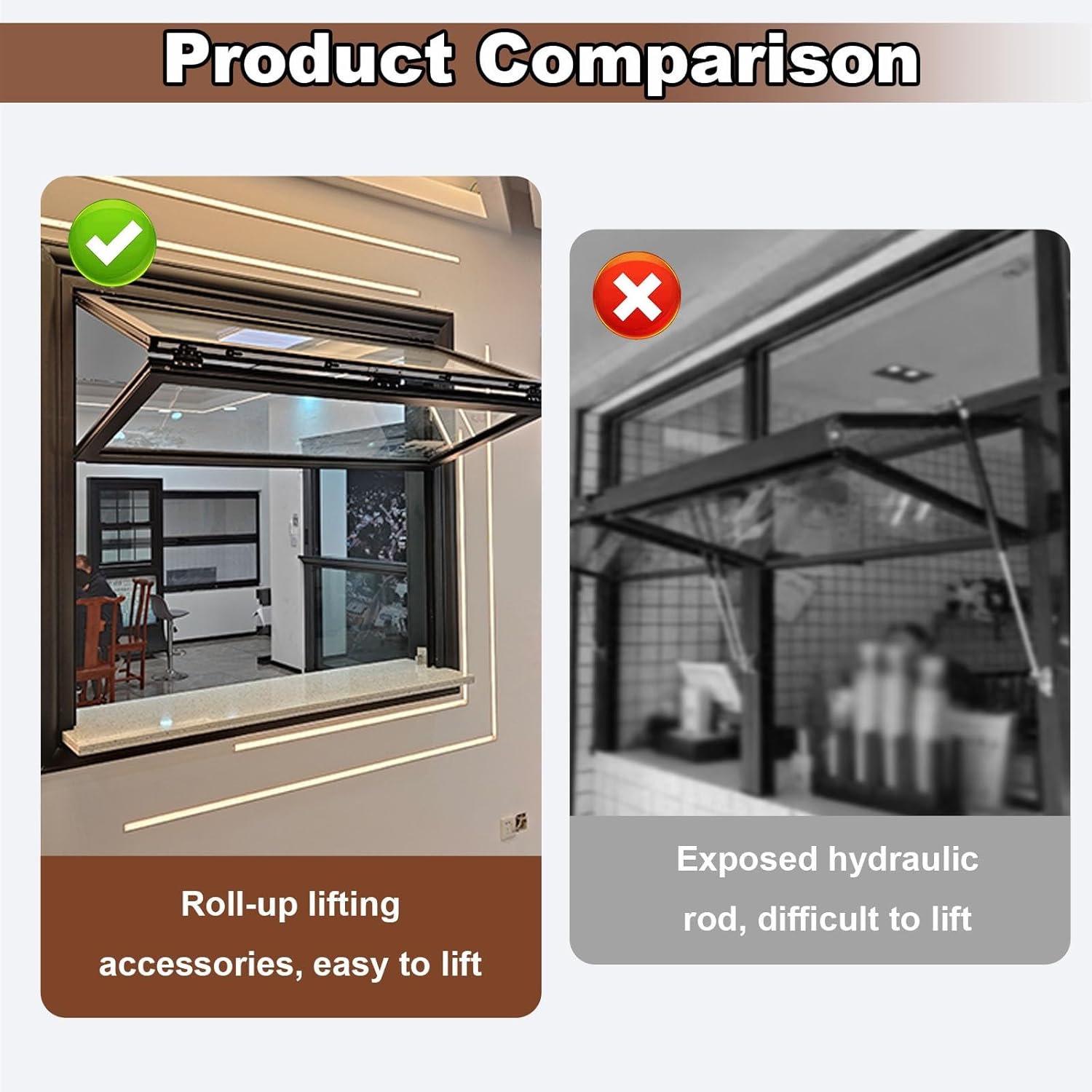 Aluminum with Vertical Lifting Small Sliding Windows Flush Mount Double Hung Stand Serving Window for Food Truck, Vending Stand, Business Kitchen Use(WxH: 20x40in/51x102cm)