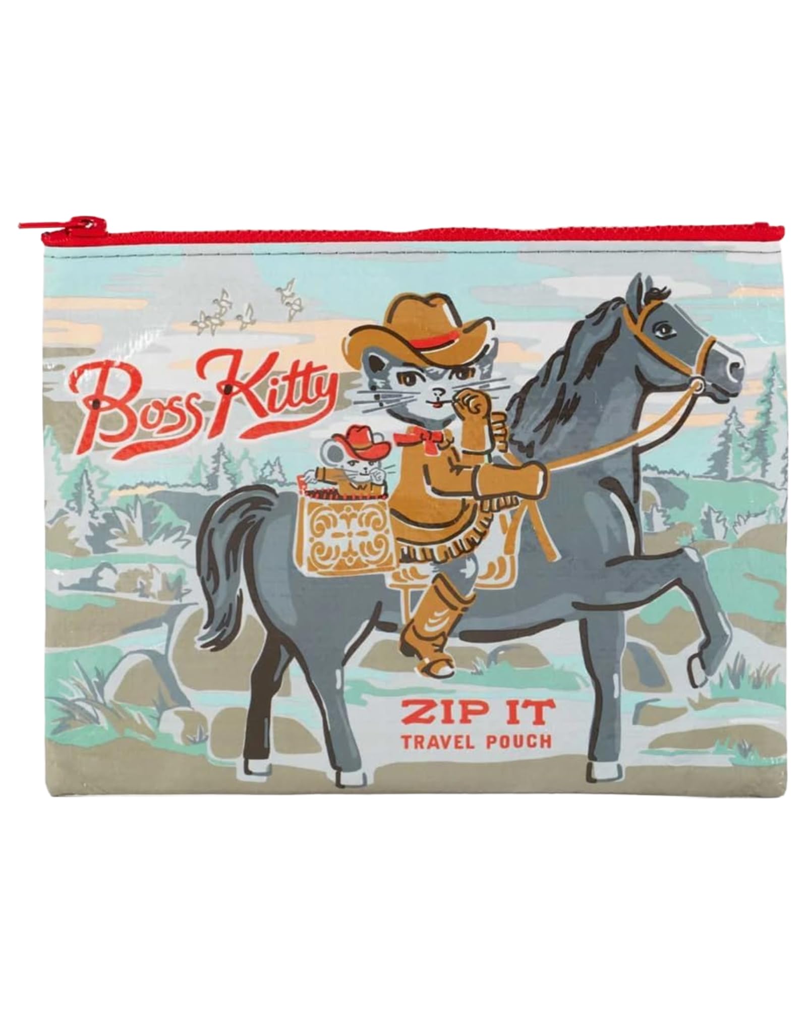 Blue Q Zipper Pouch Cosmetic Bag for Women, Travel and Everyday Essentials, Purse Accessory Storage for Makeup or Toiletries, Made from 95% Recycled