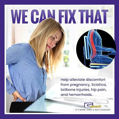 Miniatura 5 de GSeat Elite - Cojín ortopédico de gel y espuma para asiento de coxis, espalda, coxis, próstata, posnatal y ciática, color negro