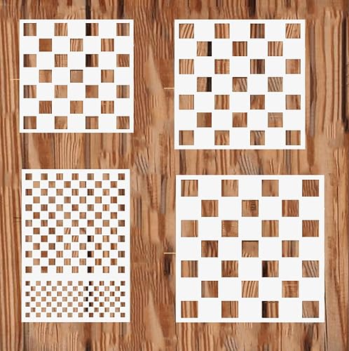 4 plantillas de cuadros para tablero de ajedrez, 4 tamaños, plantillas cuadradas en forma de diamante, plantillas reutilizables para pintar sobre