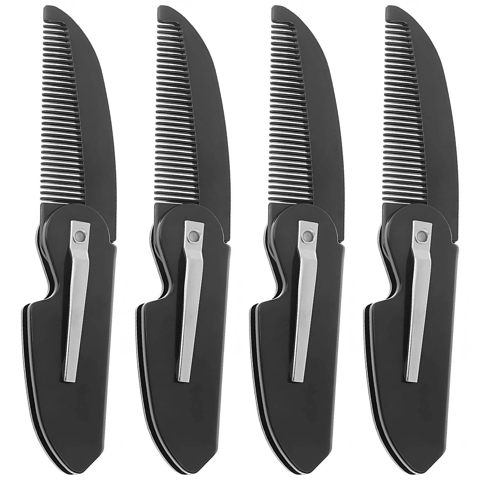 4-Pack Handmade Sawcut Mustache Comb, Best Pocket Folding Comb for Moustaches and Short Beards