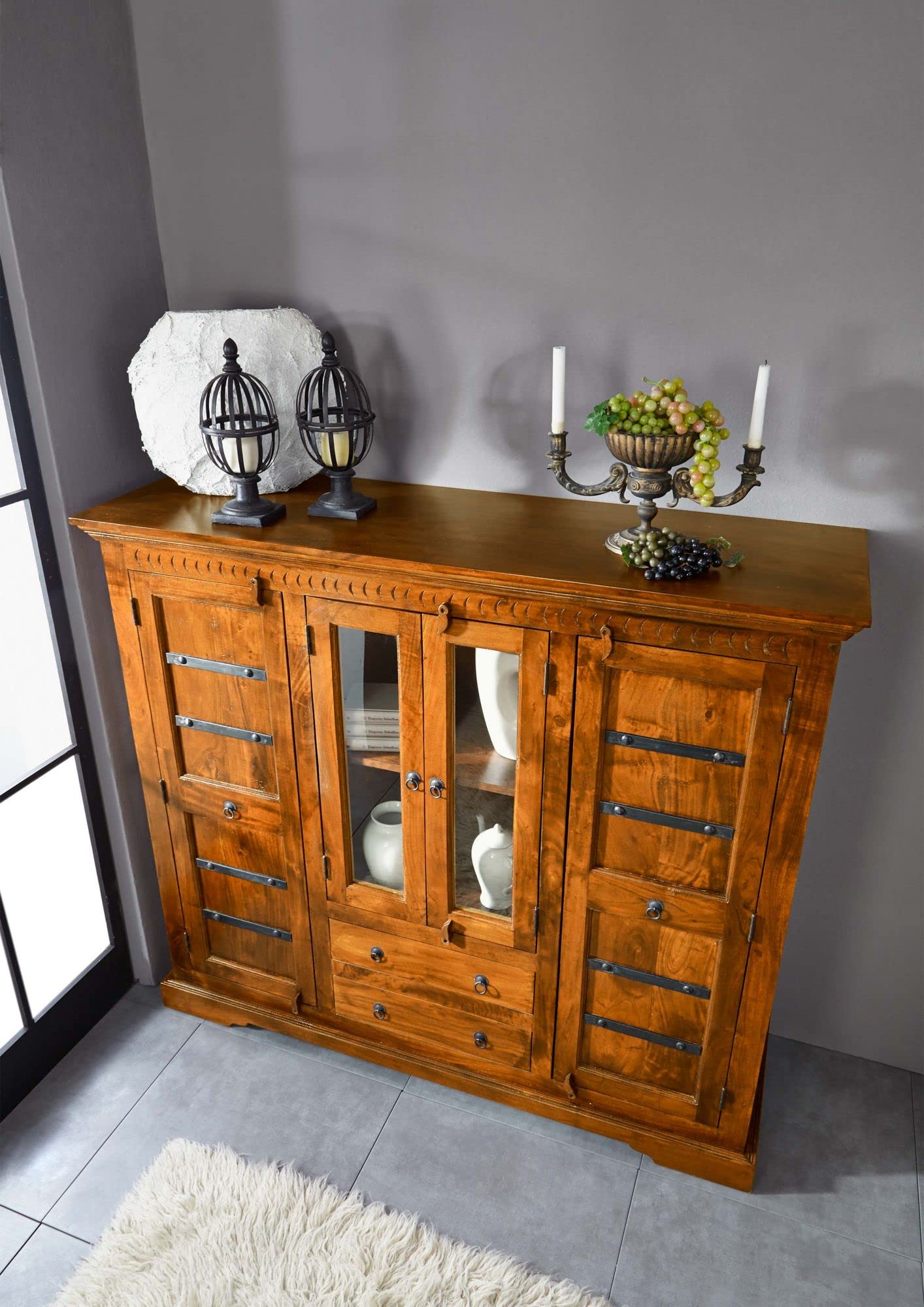 MASSIVMOEBEL24.DE Buffet 160x50 Acacia laqué Miel Oxford #0418