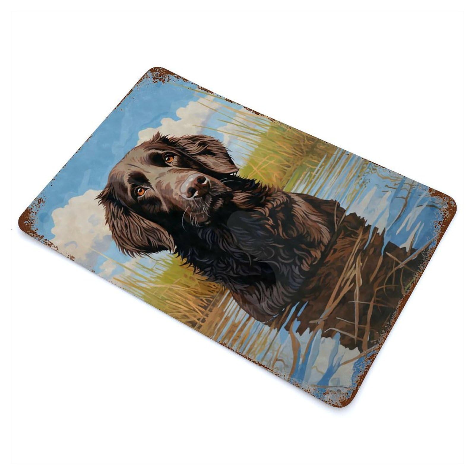 FlatCoated Retriever Water Weathered Tin Sign 11.8"x7.9", for Patio, Garden Room And Bar Decor, Farmhouse Wall Decor