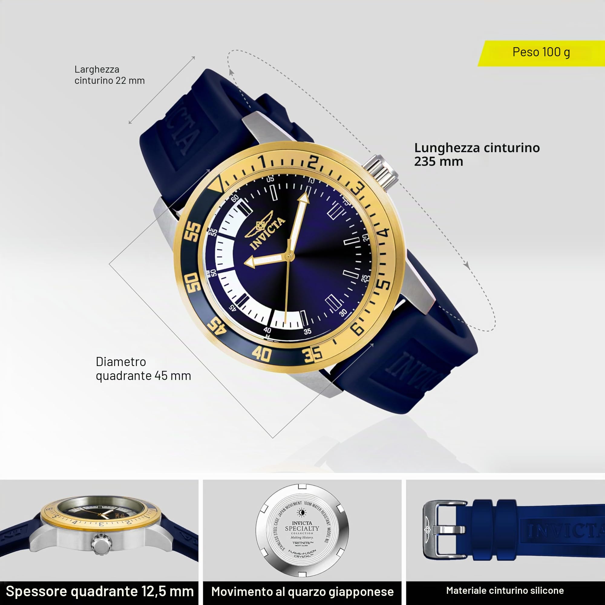 Invicta Specialty - Orologio da Uomo in Acciaio Inossidabile con Movimento al Quarzo - 45 mm