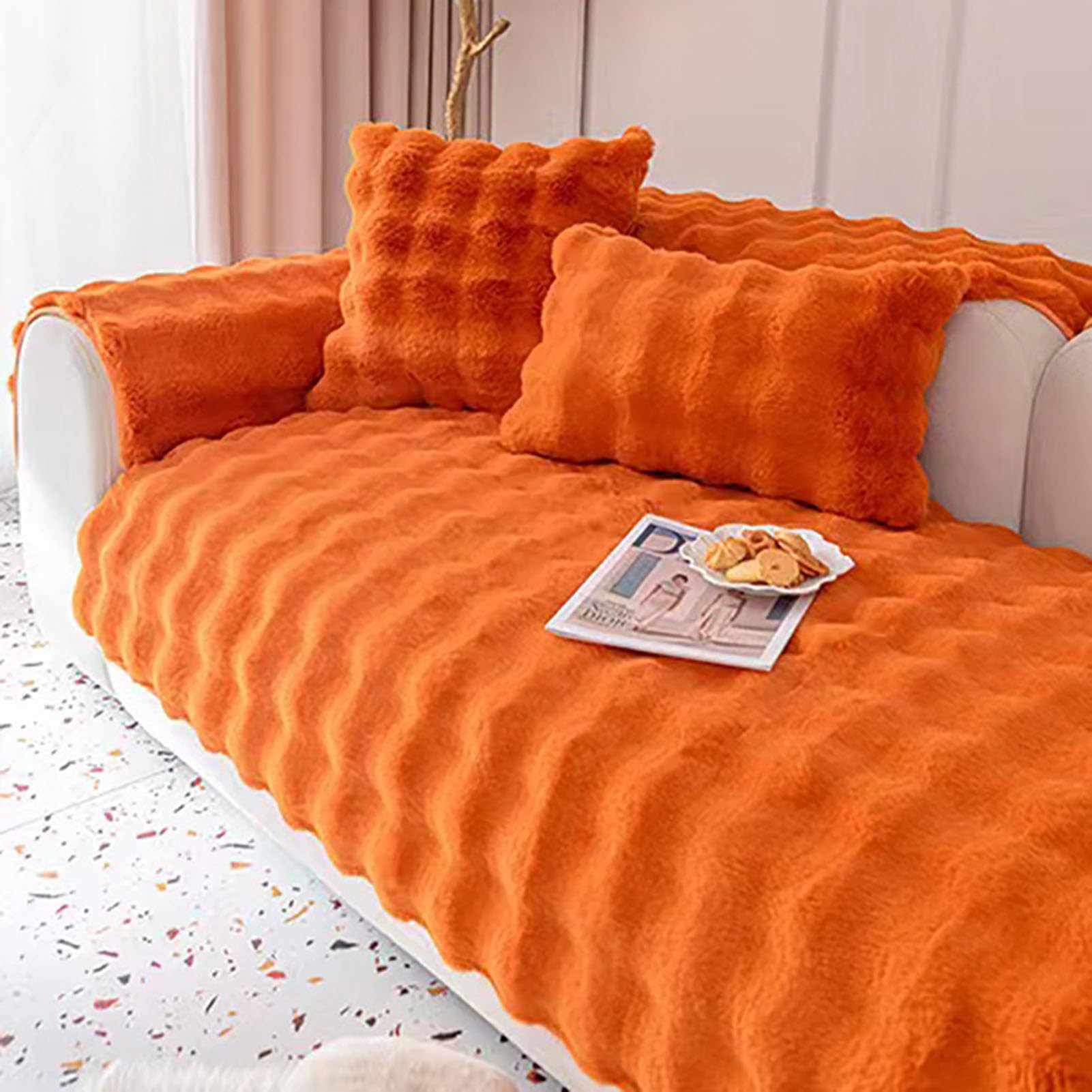 Housse de canapé d'angle matelassée épaisse en peluche douce 70x210 cm
