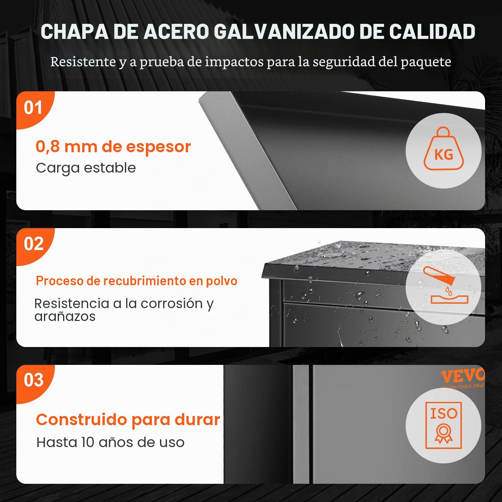 VEVOR Buzón de Paquetes 39x27x52,2 cm Buzón de Acero Galvanizado Código Cerradura Montaje en Pared Independiente Deflector Antirrobo Extraíble Depósito de Paquetes Impermeable IPX3 para Hogar Porche
