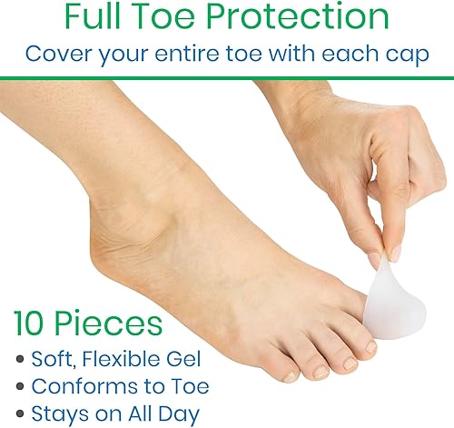 Miniatura 2 de ViveSole Protectores de dedos de gel suave para hombres y mujeres, (10 unidades) para aliviar el dolor de pies, fundas acolchadas flexibles para
