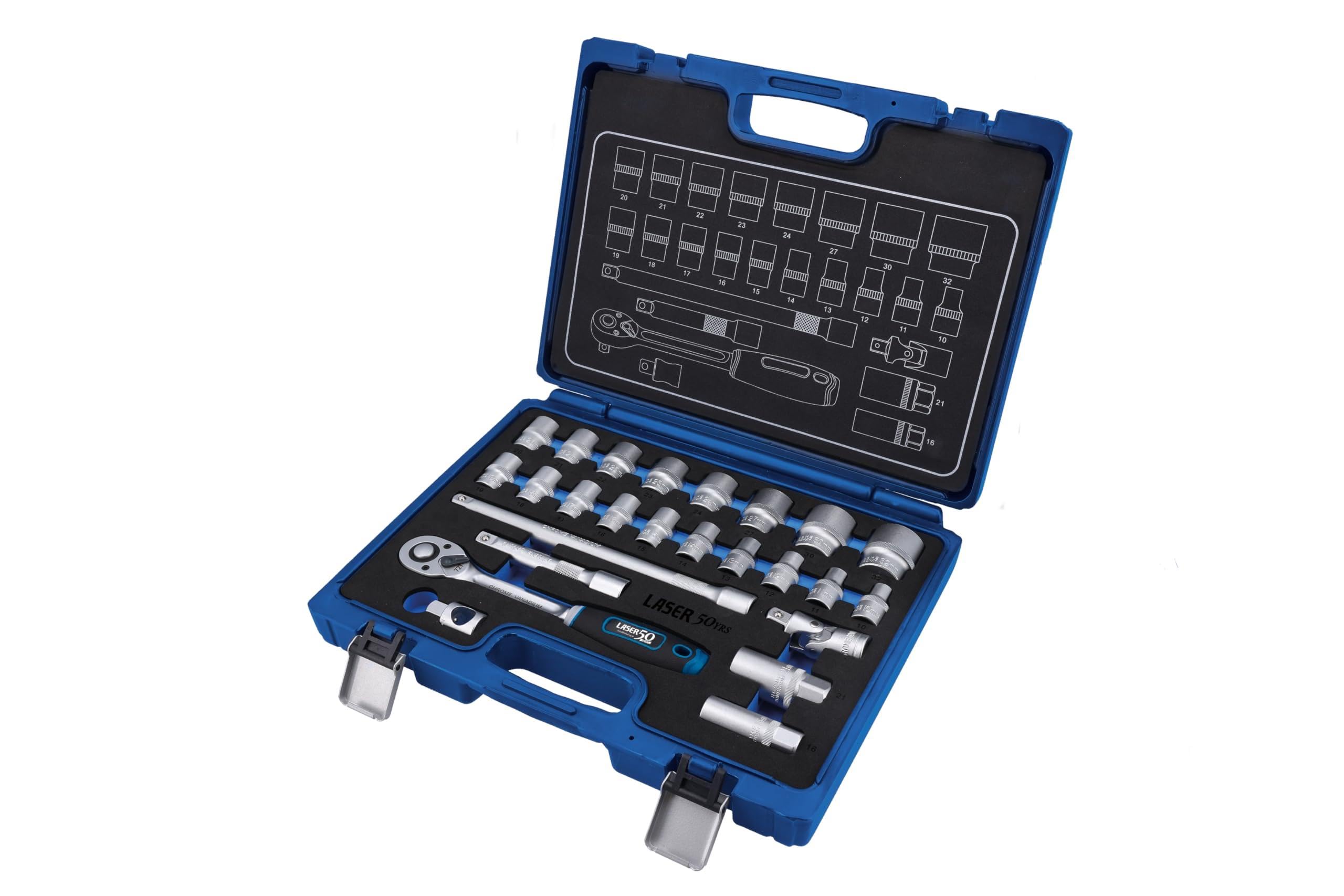 Laser 9327 Socket Set 1/2"D - 25pc - 50th Anniversary