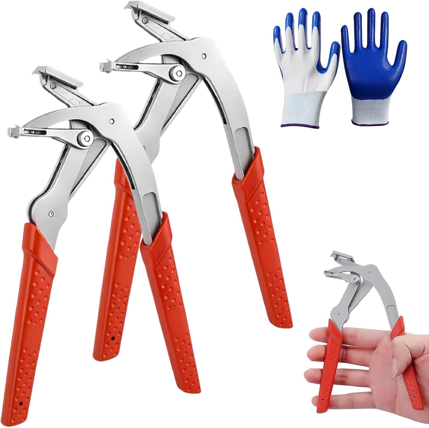 Car Clip Pliers & Trim Removal Tool, Auto Fastener Clip Removal Pliers, Spring-Loaded Fastener Rivet Remover for Auto Door Panels, Interior & Exterior Trim, with Non Slip Grip (2)