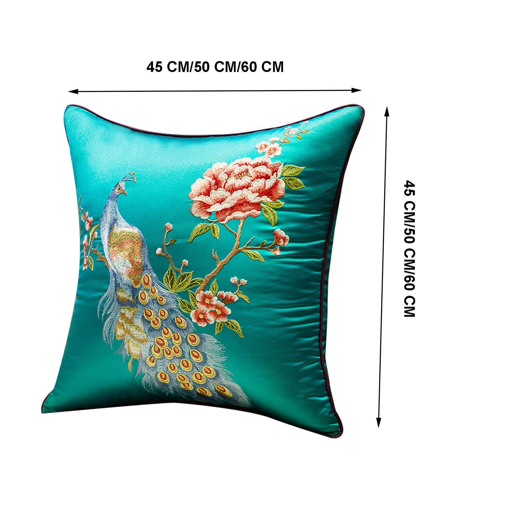 Amazon｜刺繍孔雀の投球枕カバー 2 パック ソフト サテン枕