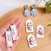 Vista 5 de KEOKER Cortadores de arcilla polimérica – Mini cortadores de arcilla para la fabricación de aretes de arcilla polimérica, 6 formas florales y hojas