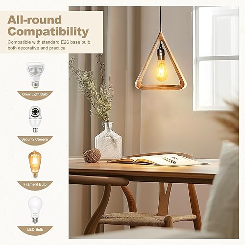 Miniatura 6 de DiCUNO Cable de extensión de linterna colgante, lámpara de control de interruptor de cable en línea E26, interruptor cerca de enchufe polarizado, 20