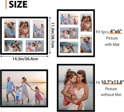 Miniatura 10 de Fixwal Marco de fotos de collage de 8 x 14 pulgadas con tres aberturas para mostrar fotos de 4 x 6, marco de fotos de 4 x 6, marco de pared de