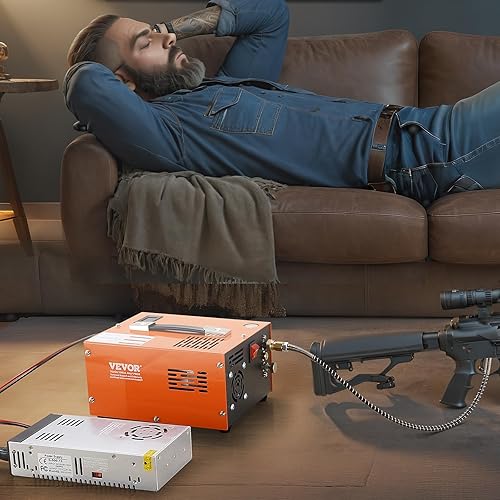 Miniatura 8 de VEVOR Compresor de aire PCP, compresor portátil de pistola de aire PCP de 4500 PSI30 Mpa con convertidor externo, DC12VAC115V  Sin aceite y agua