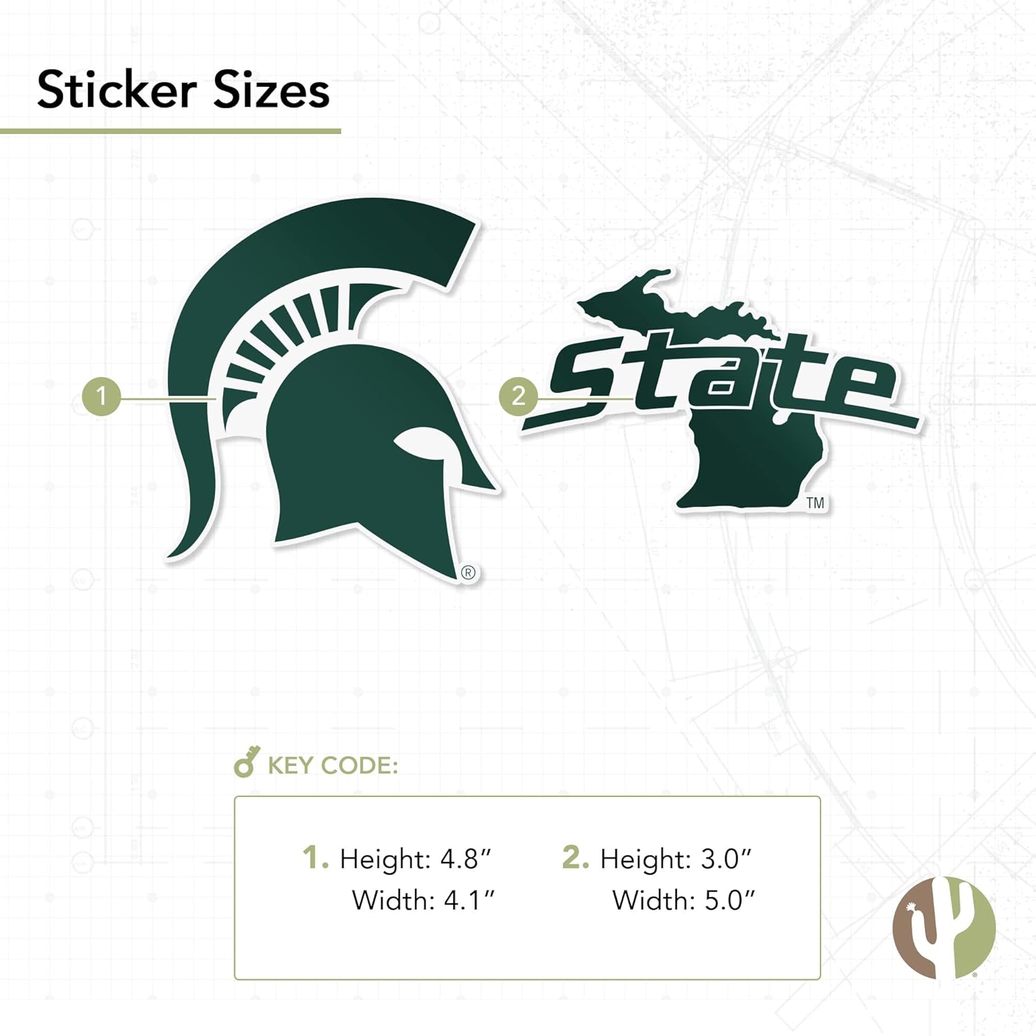 Desert Cactus Michigan State University Car Accessories Metal License Plate Frame and Sticker for Front or Rear of Car (Sticker Frame Combo - Alumni)