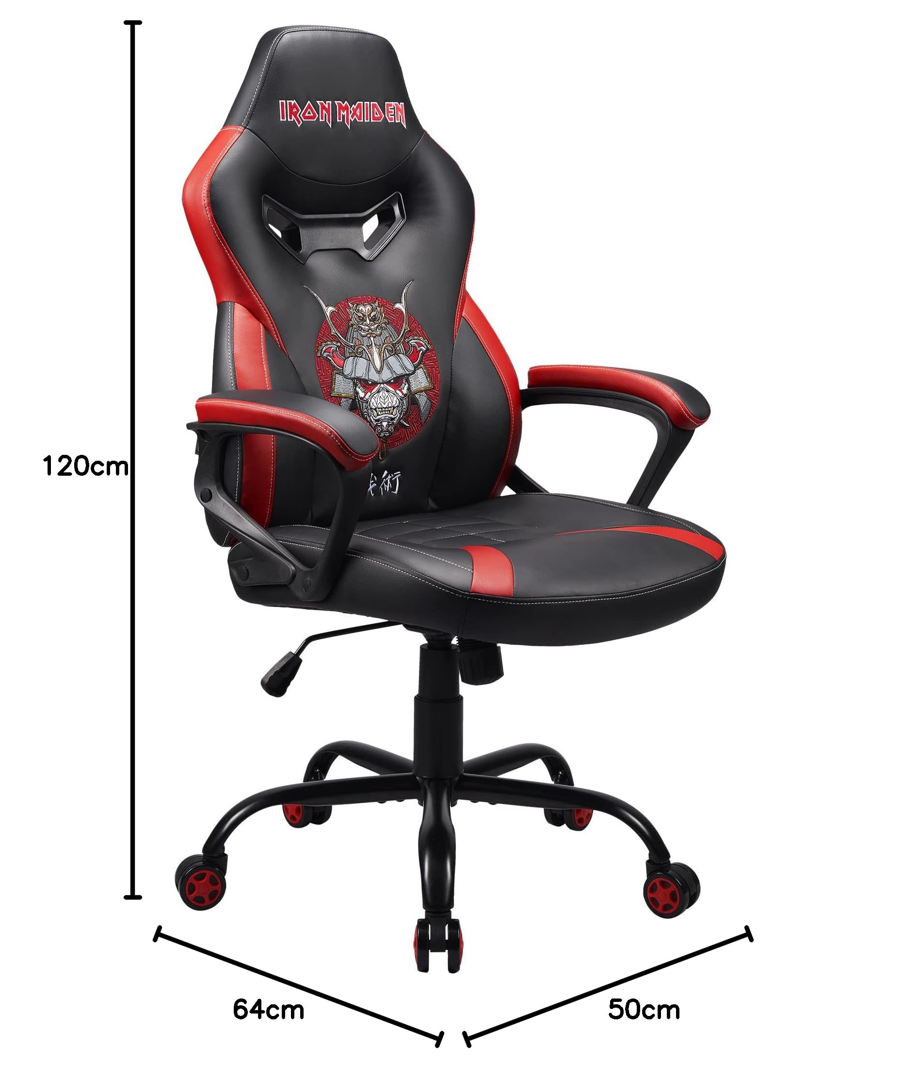 Subsonic - Chaise Gaming Iron Maiden pour Enfant et Ado - Fauteuil de Bureau Ergonomique avec Mousse Haute Densité, Mécanisme à Bascule et Accoudoirs Confortables - Hauteur Réglable - Noir