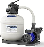 AQUASTRONG 18in Sand Filter Pump with Timer | 1.5 HP, 8100 GPH for Above Ground Pools Up to 28,000 Gallons