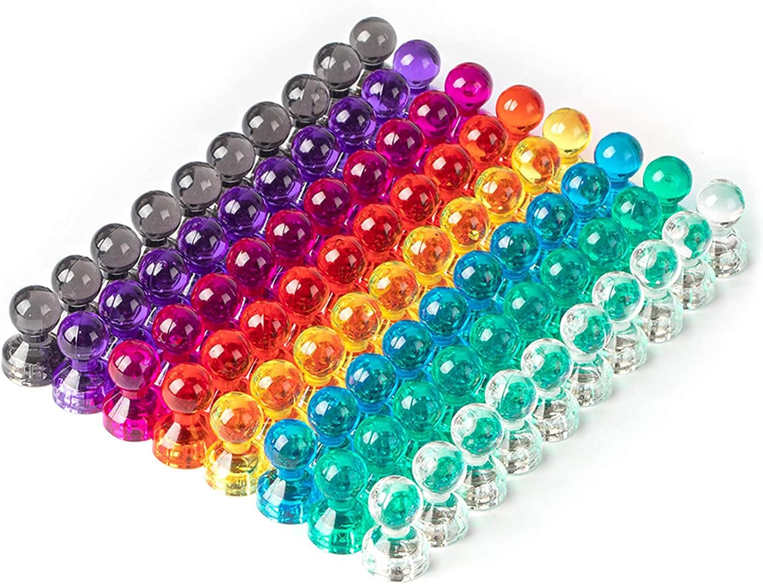 DELFINO Push Pin Magnets, Fridge Magnets, 80 Pack 8 Assorted Color Magnets, Multi-Use Premium Brushed Nickel for Fridge, Whiteboard, Dry Erase Board in Home, Kitchen, Office, and School