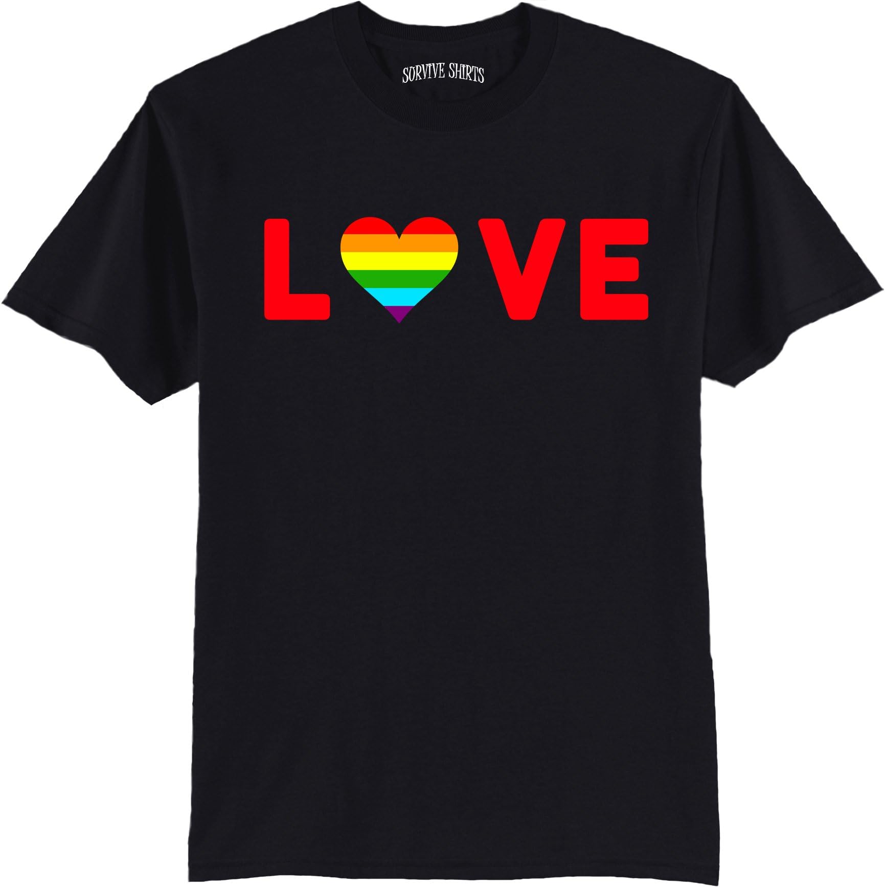 Gay and Lesbian Pride Rainbow Heart Adult T-Shirt Love Men's Shirt