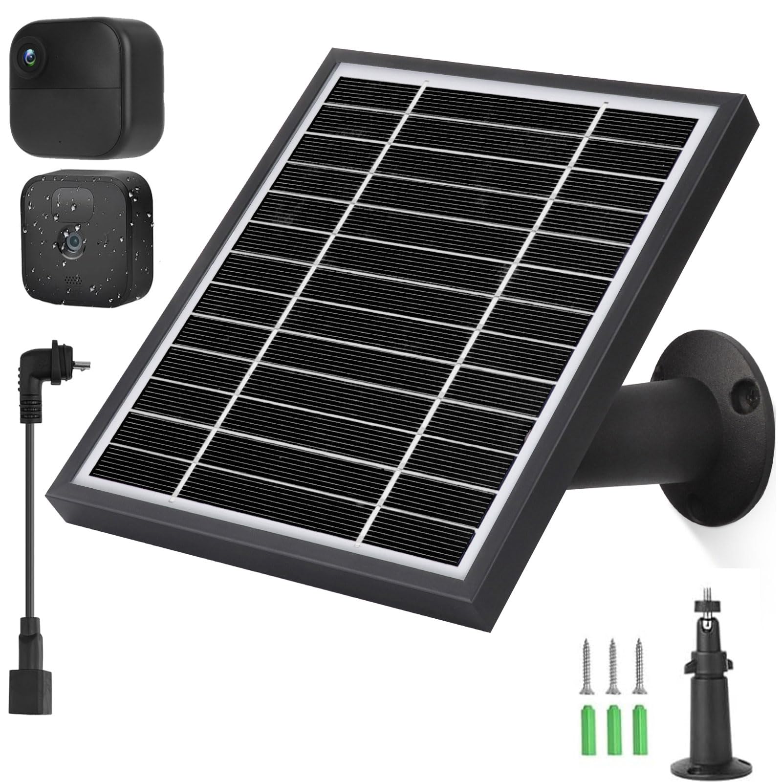 iTODOSSolar Panel Compatible with Blink Outdoor 4 (4th Gen)/Blink Outdoor(3rd Gen)and Blink XT/XT2 Camera, 11.8Ft Outdoor Power Cable and Adjustable Mount,Weatherproof,Aluminum Sturdy and Anti-Aging