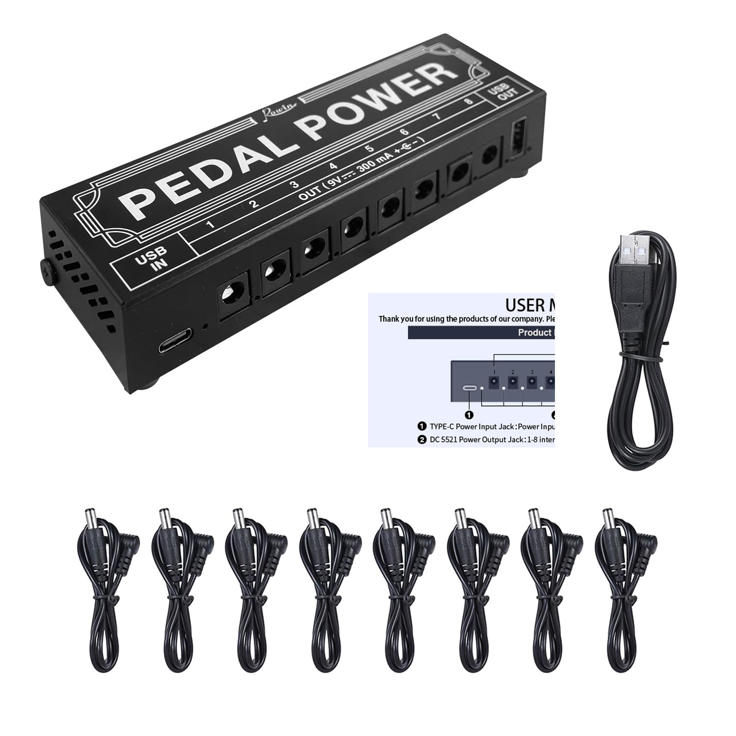 Amazon.com: Rowin PW-2 Guitar Pedal Power Supply 8 Isolated DC