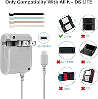 Vista 2 de DS Lite - Kit de cargador compatible con Nintendo DS Lite 100-240V adaptador de enchufe de pared con 4 lápices capacitivos para Nintendo DS Lite