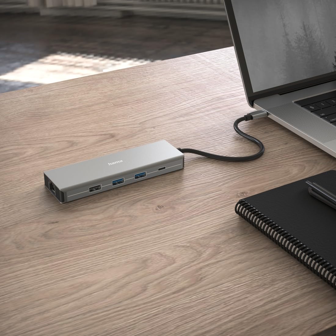 Hama | Hub USB-C 9 Puertos HDMI Dual LAN Ethernet USB 5 Gbit/s | Incluye 4 USB-A, 2 USB-C, 2 HDMI y Ethernet, ideal para estaciones de trabajo y productividad, Aluminio
