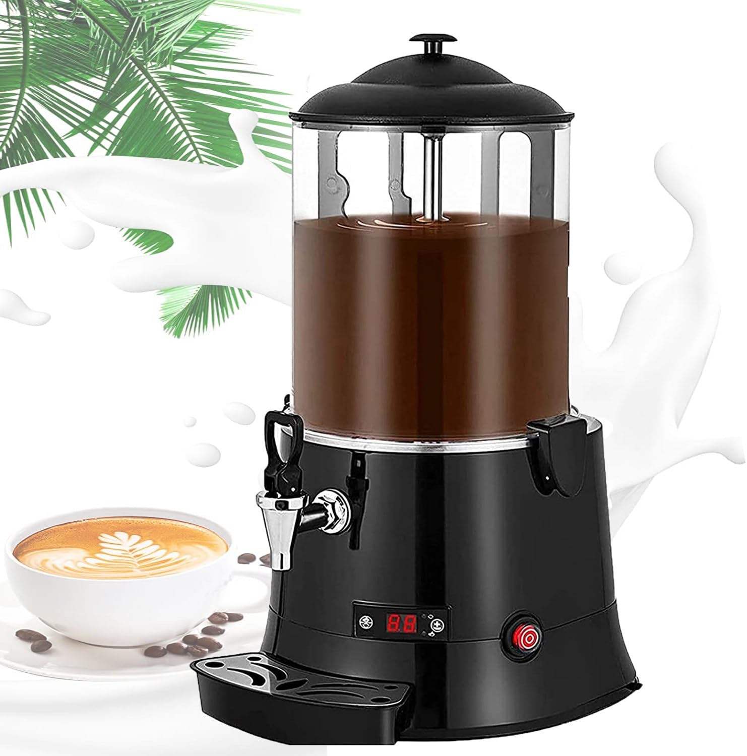 asdchZen Hot Chocolate Machine Hot Drink Dispenser, Intelligent Temperature Control 30-90°C Beverage Maker For Commercial Use, Cocoa, Milk, Coffee, Juice,10L