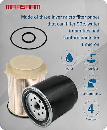Miniatura 4 de Marsram Juego de separadores de agua con filtro de combustible para Dodge Ram 2500 3500 4500 5500 6.7L Cummins Diesel Turbo Motores Cummins