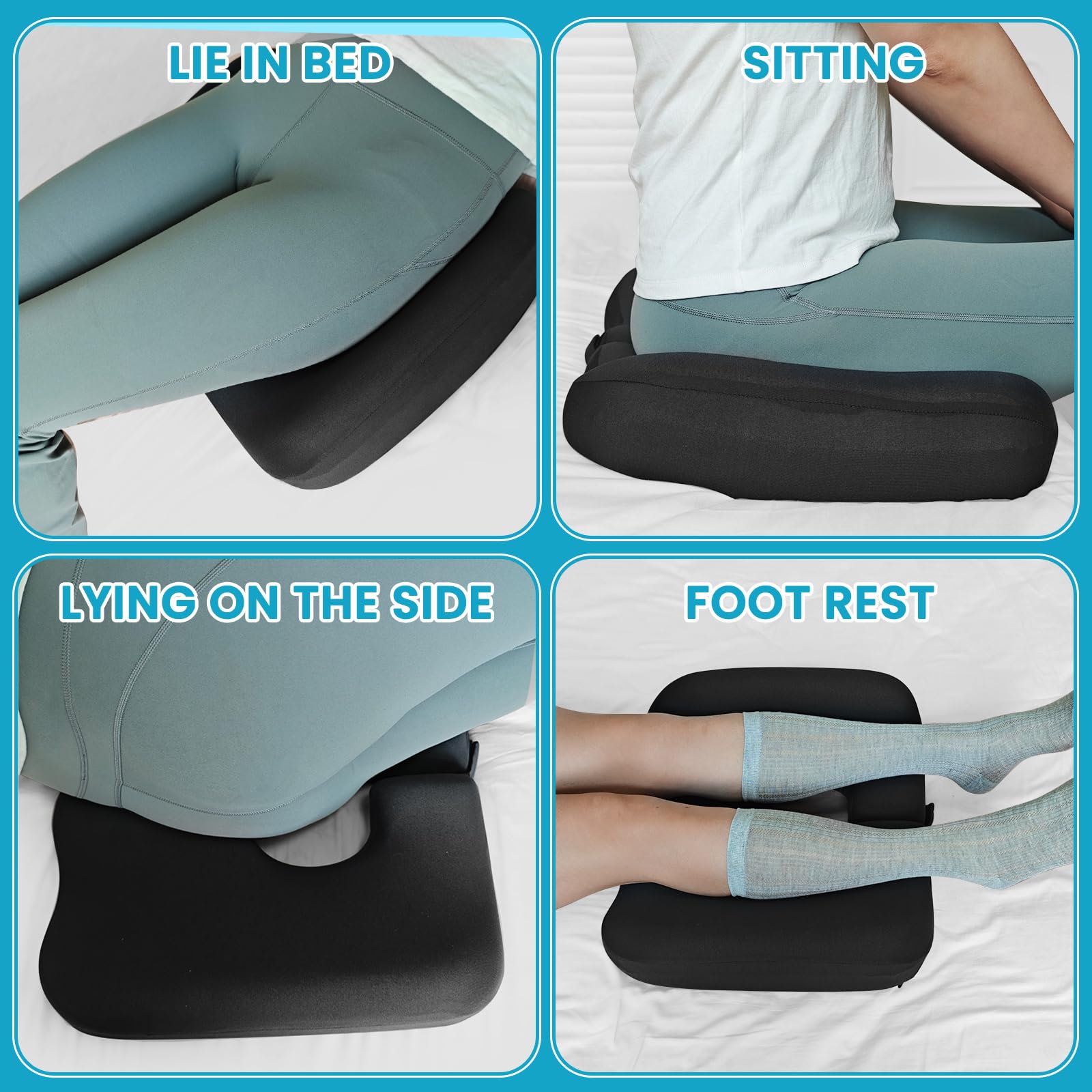 Almohada de dona de 4.5 pulgadas para dolor de coxis, almohada 100% de espuma viscoelástica para aliviar la presión, cojín grueso antiescaras - Almohada de apertura en forma de T - Gris oscuro