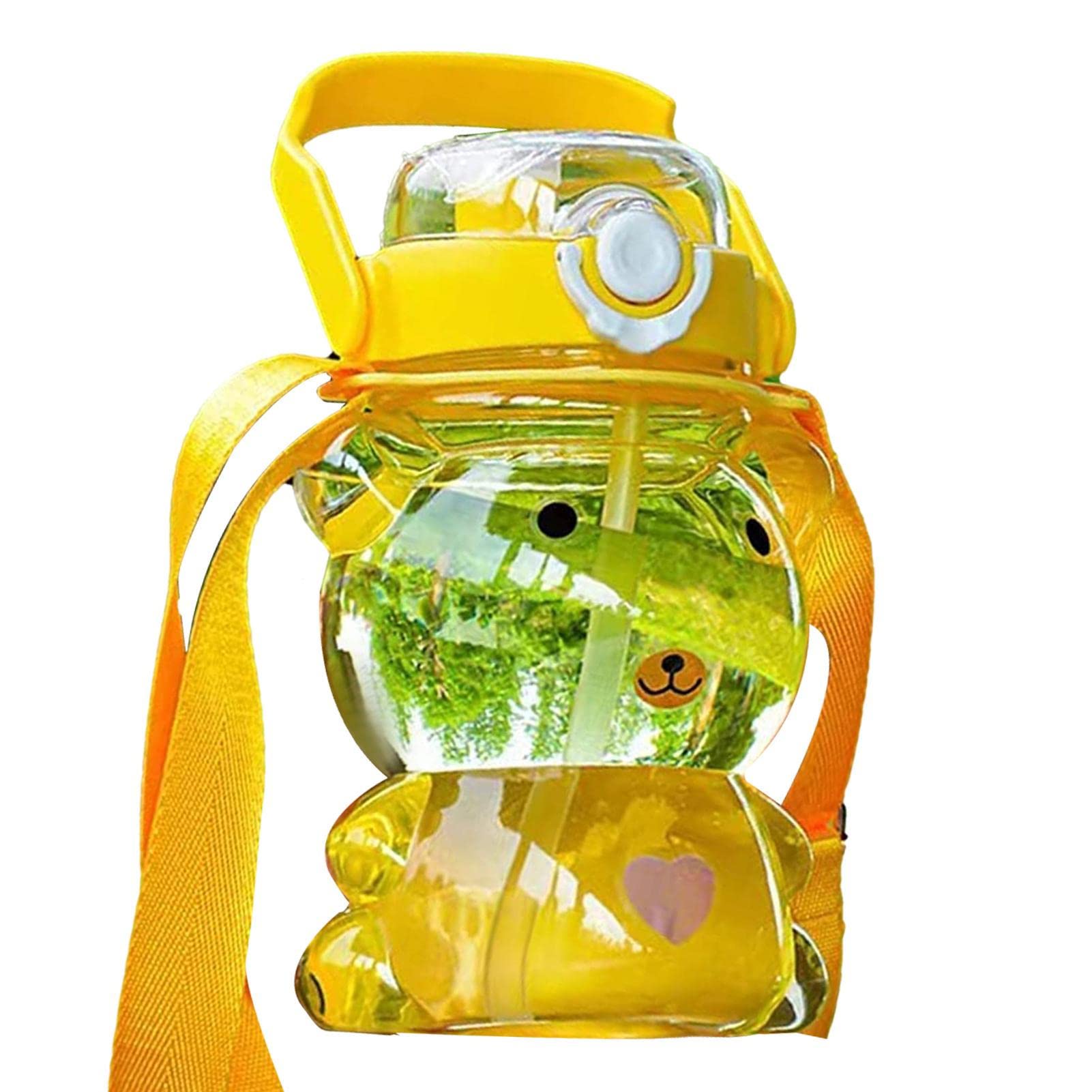 Borraccia Creativa A Forma Di Orso 800 Ml – Con Cannuccia E Tracolla, Per Donne E Ragazze, Design Sfumato