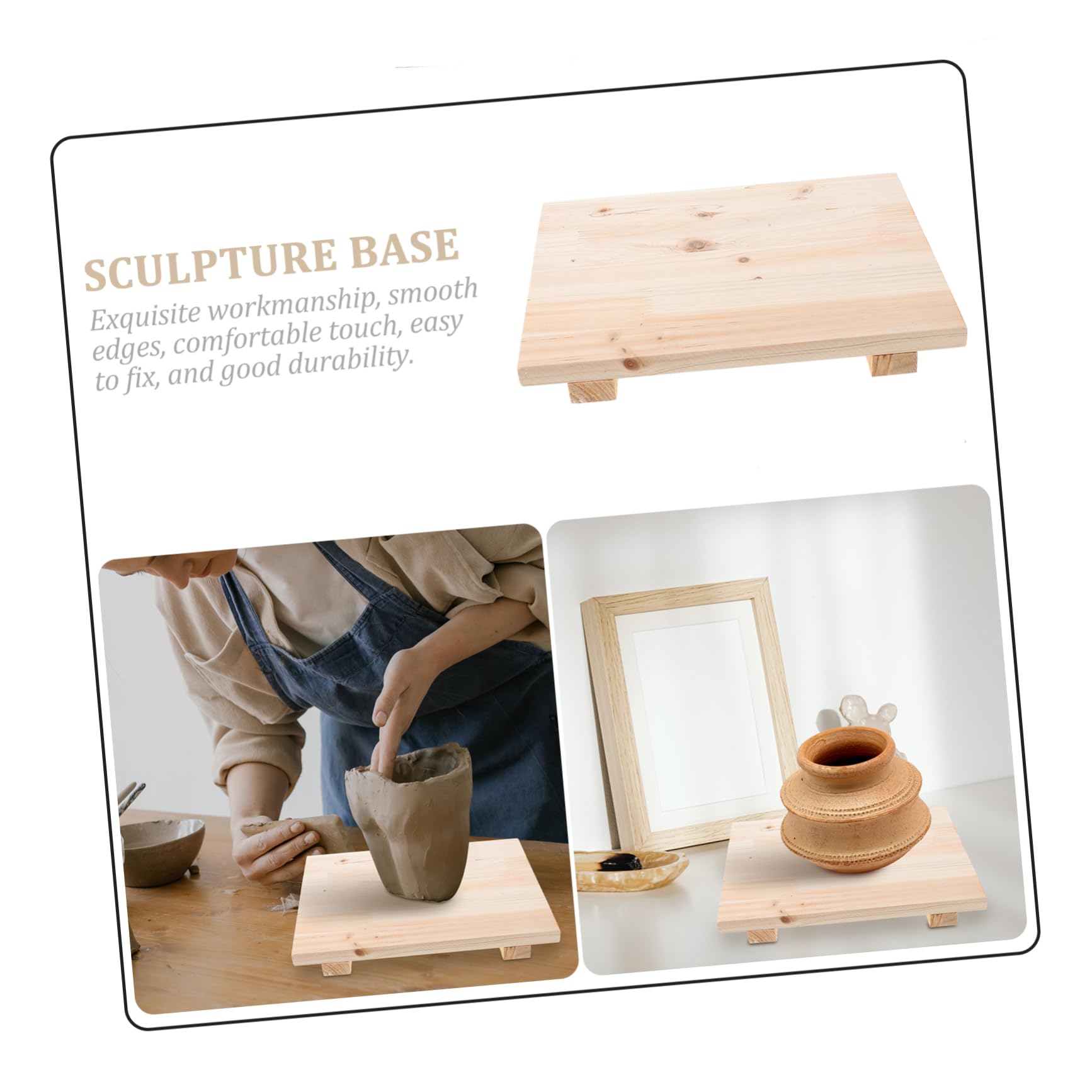 SHINEOFI Tablero de Arcilla de Madera para Esculturas Base para Secado de Artesanías de Arcilla Soporte Estable para DIY y Modelado para Escultura Diseño Práctico