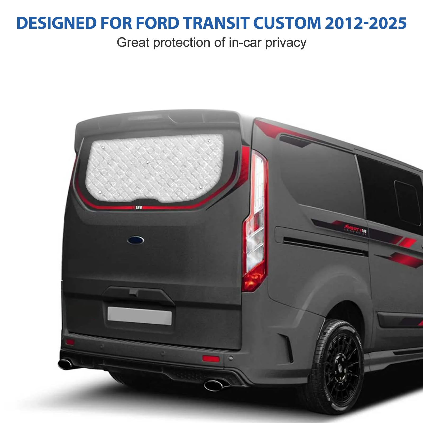 Mata termiczna pasująca do Ford Transit Custom 2012-2025, jednodrzwiowa klapa tylna, ochrona przed słońcem, pasuje do wnętrza samochodu, osłona przeciwsłoneczna na przednią szybę