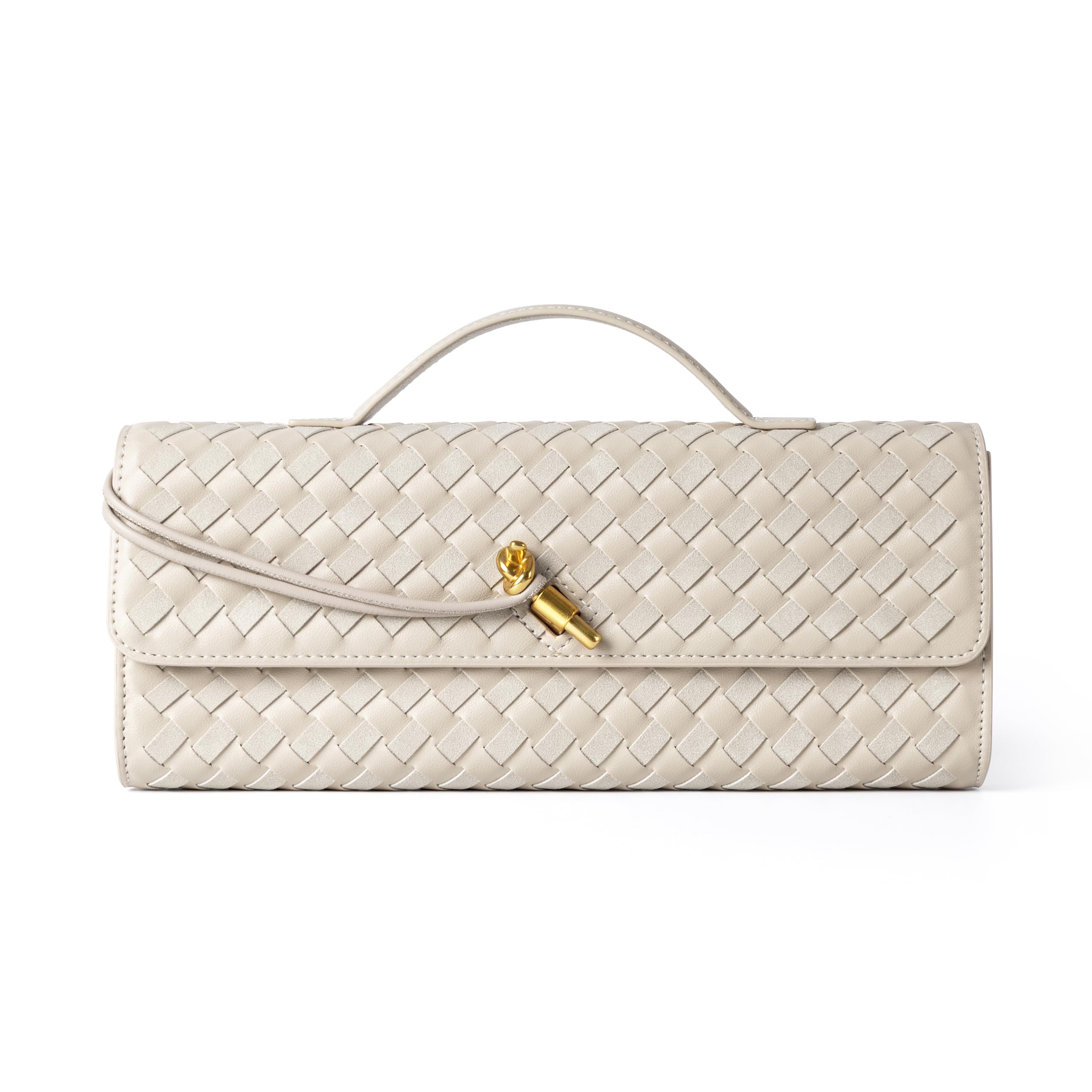 Woven Purse For Women Evening Clutch Woven Leather Handbags Crossbody Bag Suede Purse Formal Evening bag, Seashell White Woven Leather & Suede