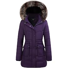 GOLDLADIES Womens Long Winter Puffer Coat Waterproof Jacket Thickened Down Alternative Parka with Detachable Hood