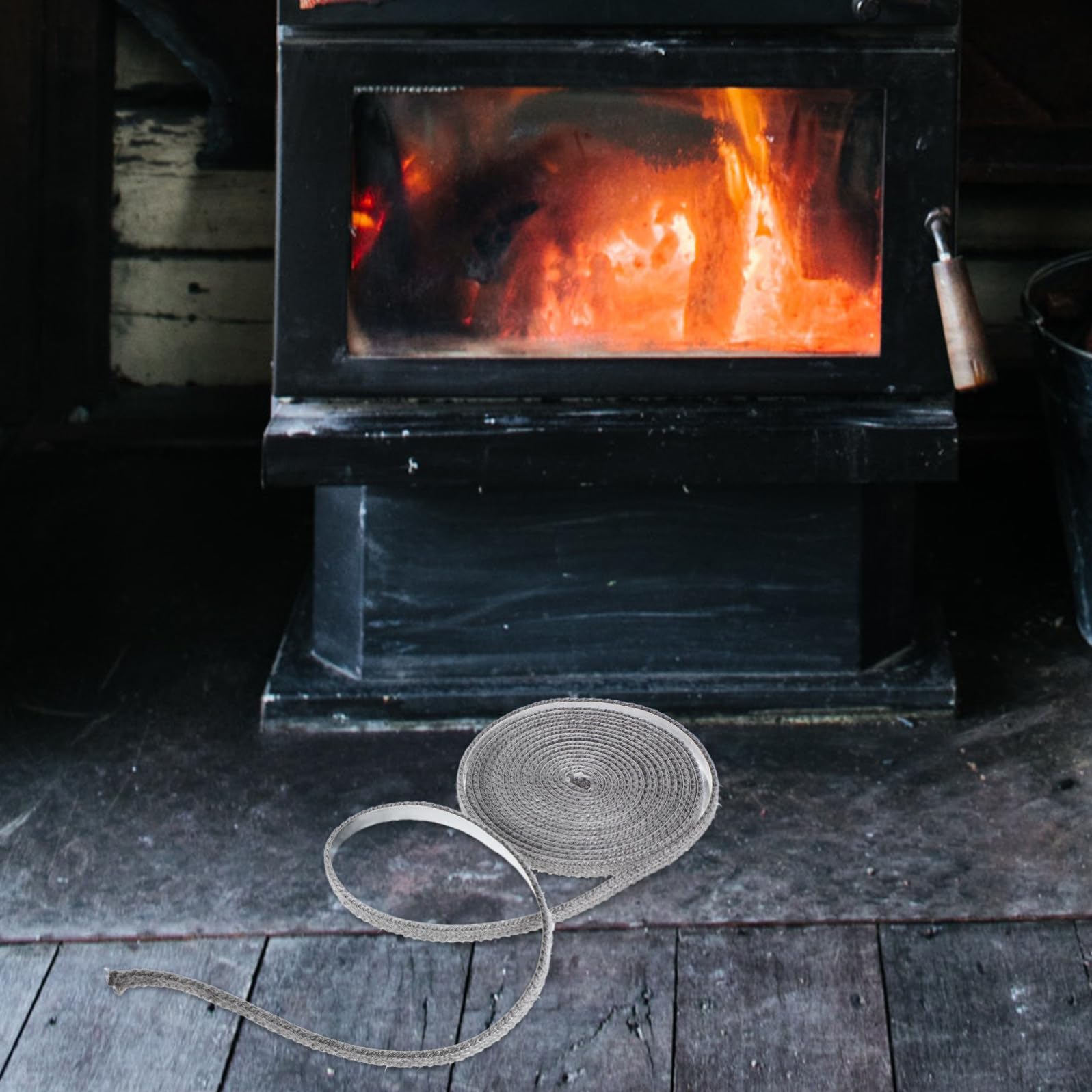 Hemobllo 3 Corda piatta per sigillare la porta del forno guarnizioni di sostituzione della stufa in legno guarnizione del bruciatore forno nastro da stufa fibra di Nero