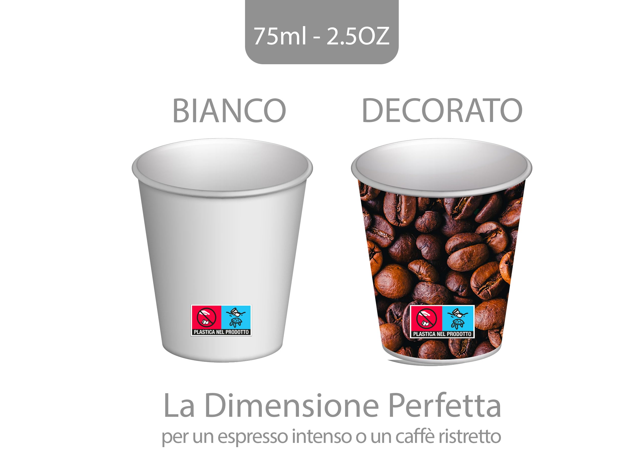 SWEEPING,2000 Bicchierini Caffè monouso,tazzine caffe in carta da 75ml - Modelli assortiti