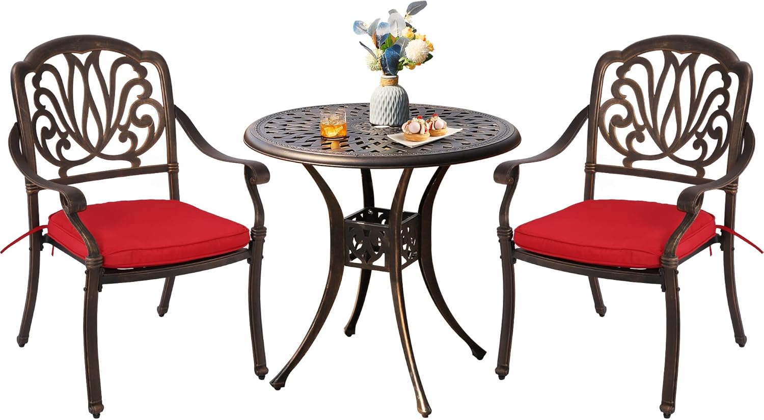 Grepatio 3 Piece Bistro Set Outdoor Cast Aluminum Patio